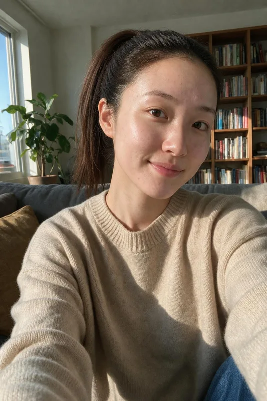 AI hairstyle preview: woman with a high ponytail haircut