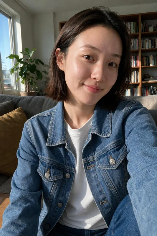 AI outfit try-on: woman wearing a denim jacket
