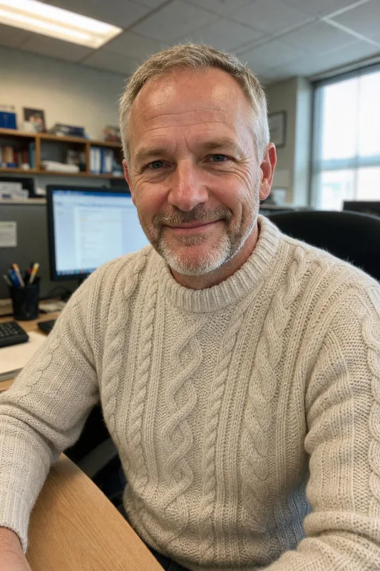 AI outfit try-on: man wearing a knit sweater
