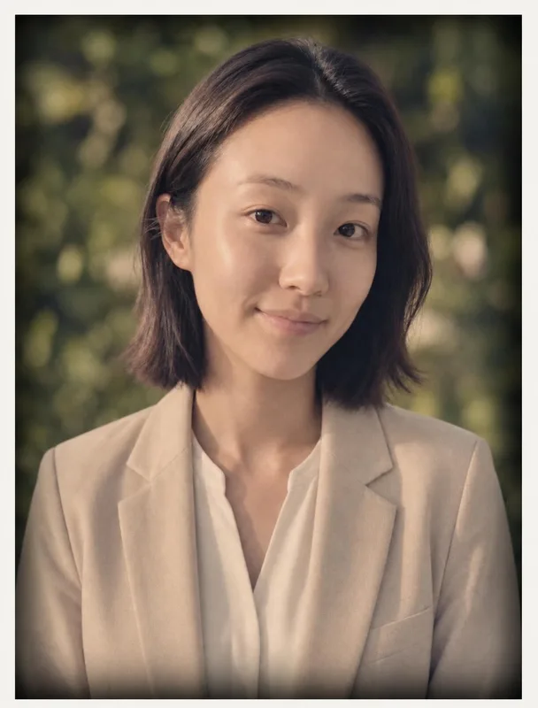 AI-restored old photo: restored: faded 1970s color portrait of a woman, color cast and dust removed